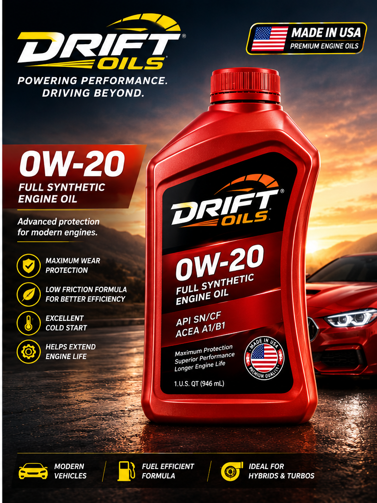 Drift Oils 0W-20 Full Synthetic engine oil bottle